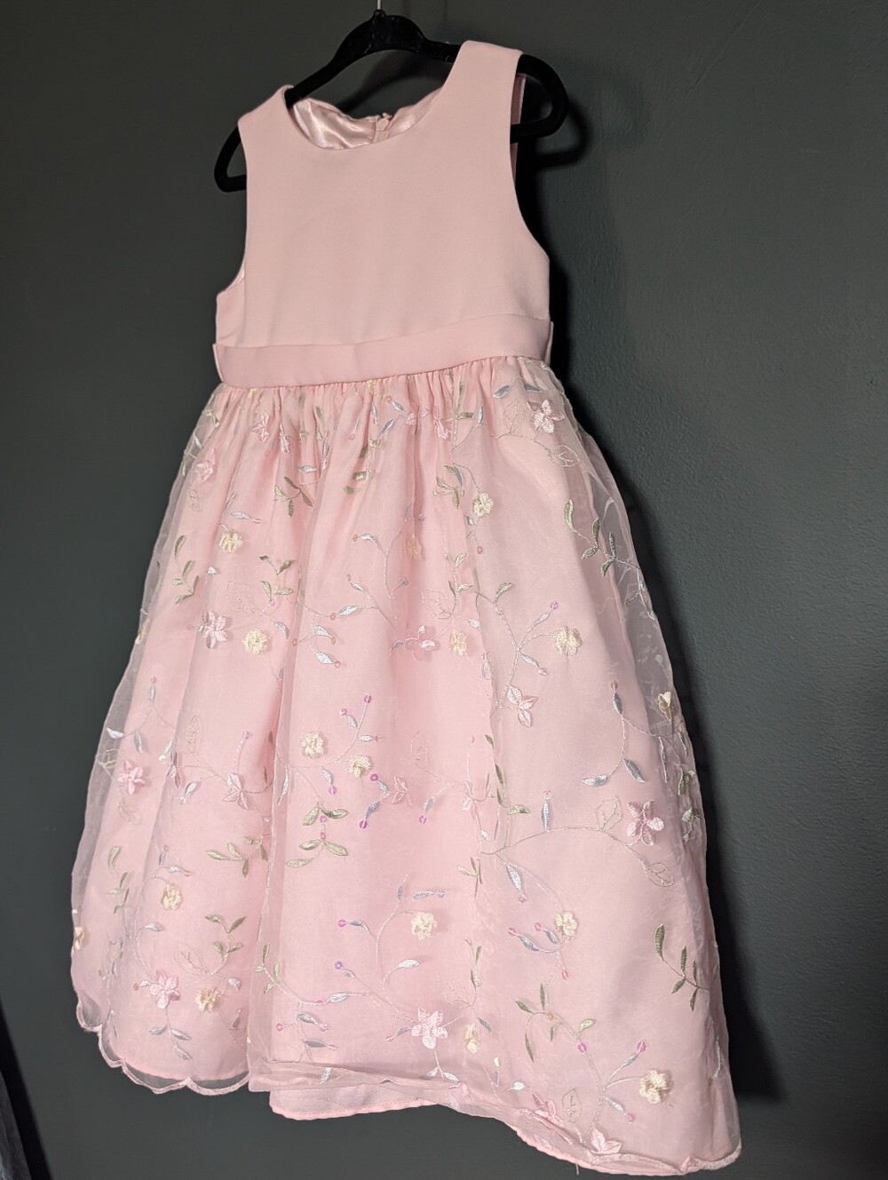 Cinderella Girls Pink Embroidered Floral Tulle Party Dress